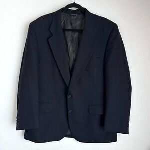 Vintage‎ Burberrys Pure Wool Blazer Jacket Two Button USA Union Dark Blue 42R